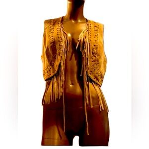 Fringed Tan Suede Vest